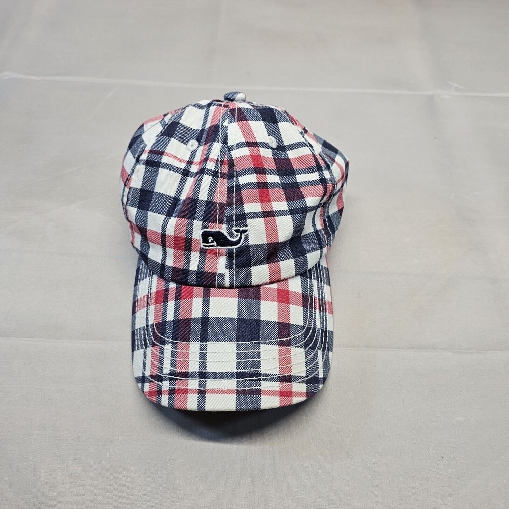 Vineyard Vines Hat Children's One Size Red‎ White Blue Plaid Baseball Whale
